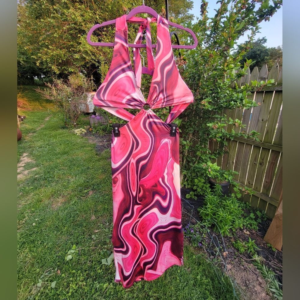 Tie Dye Swirl Halter Dress